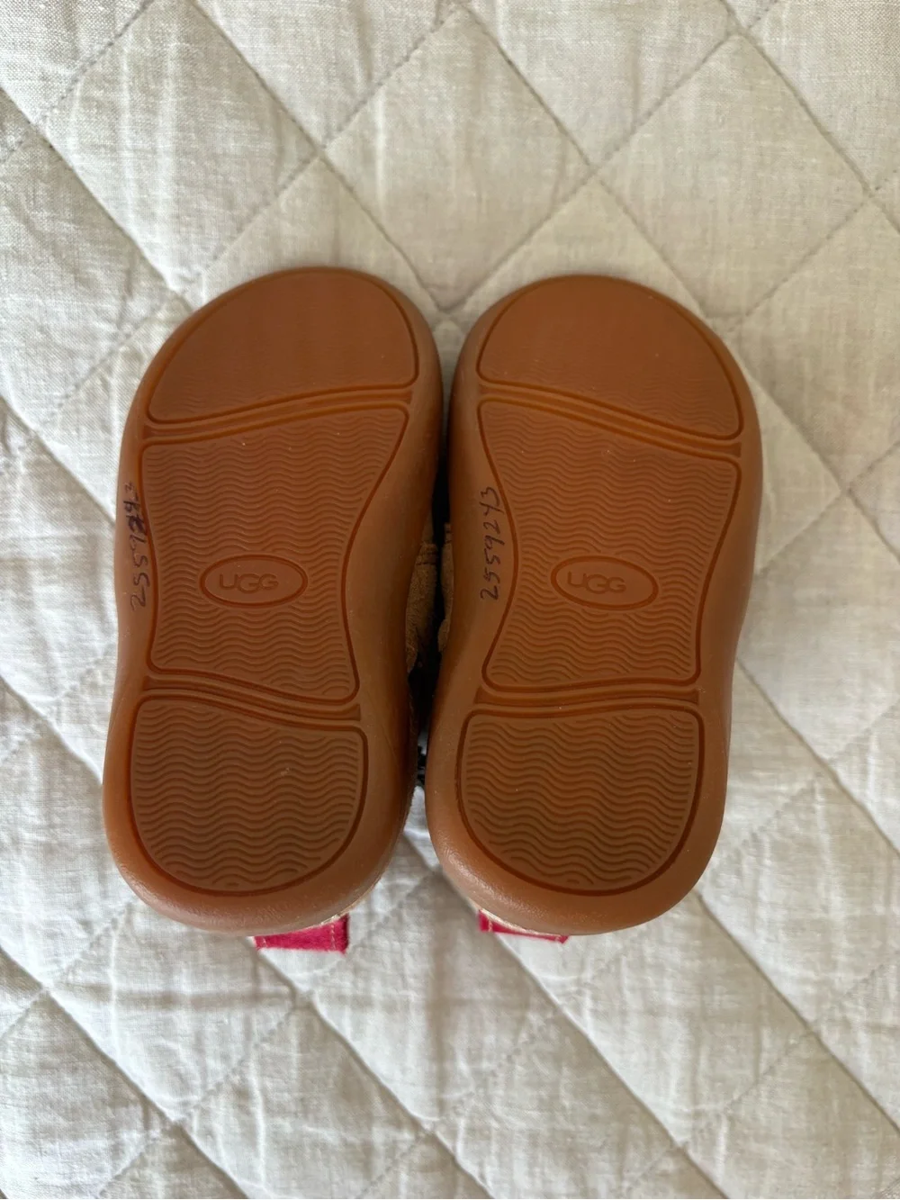 UGG Kids Tan Suede Ankle Boots with Red Laces
